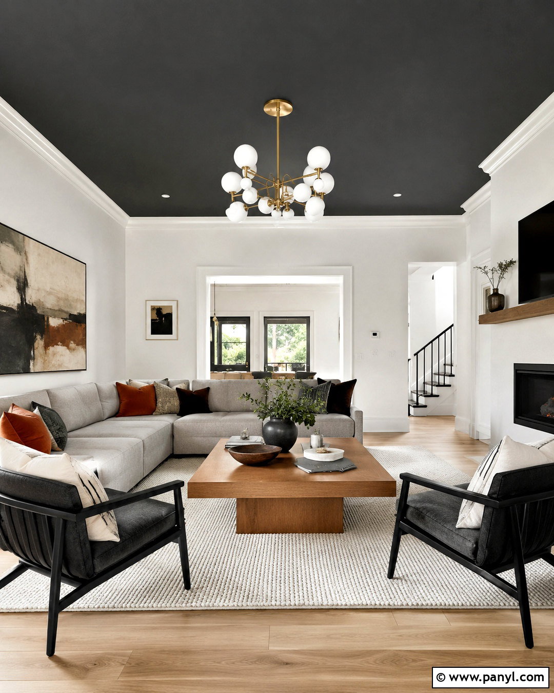 Charcoal Gray Painted Ceiling - 20 painted ceiling ideas living room ideas