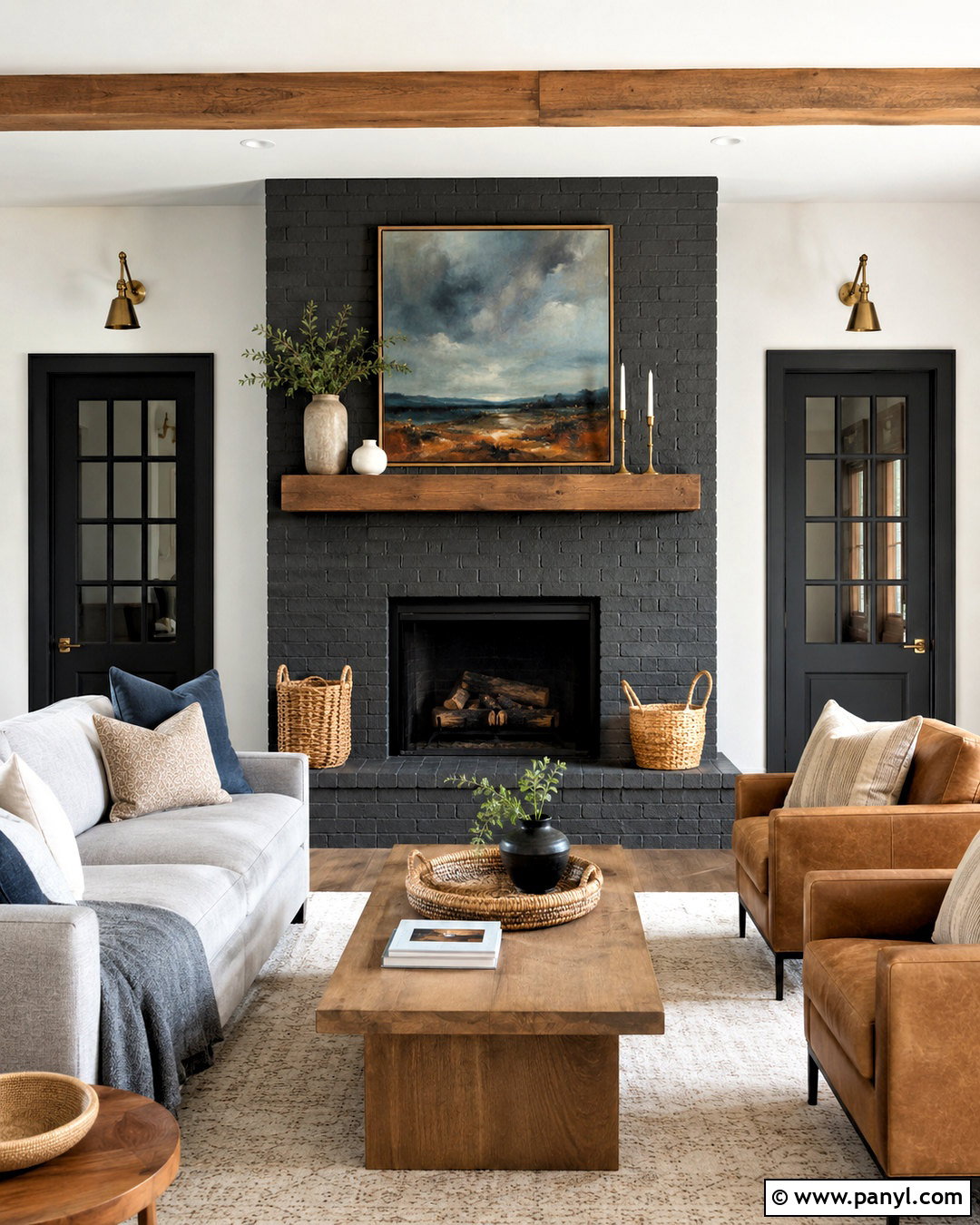 Charcoal Gray Painted Fireplace - 20 colored fireplace painted ideas