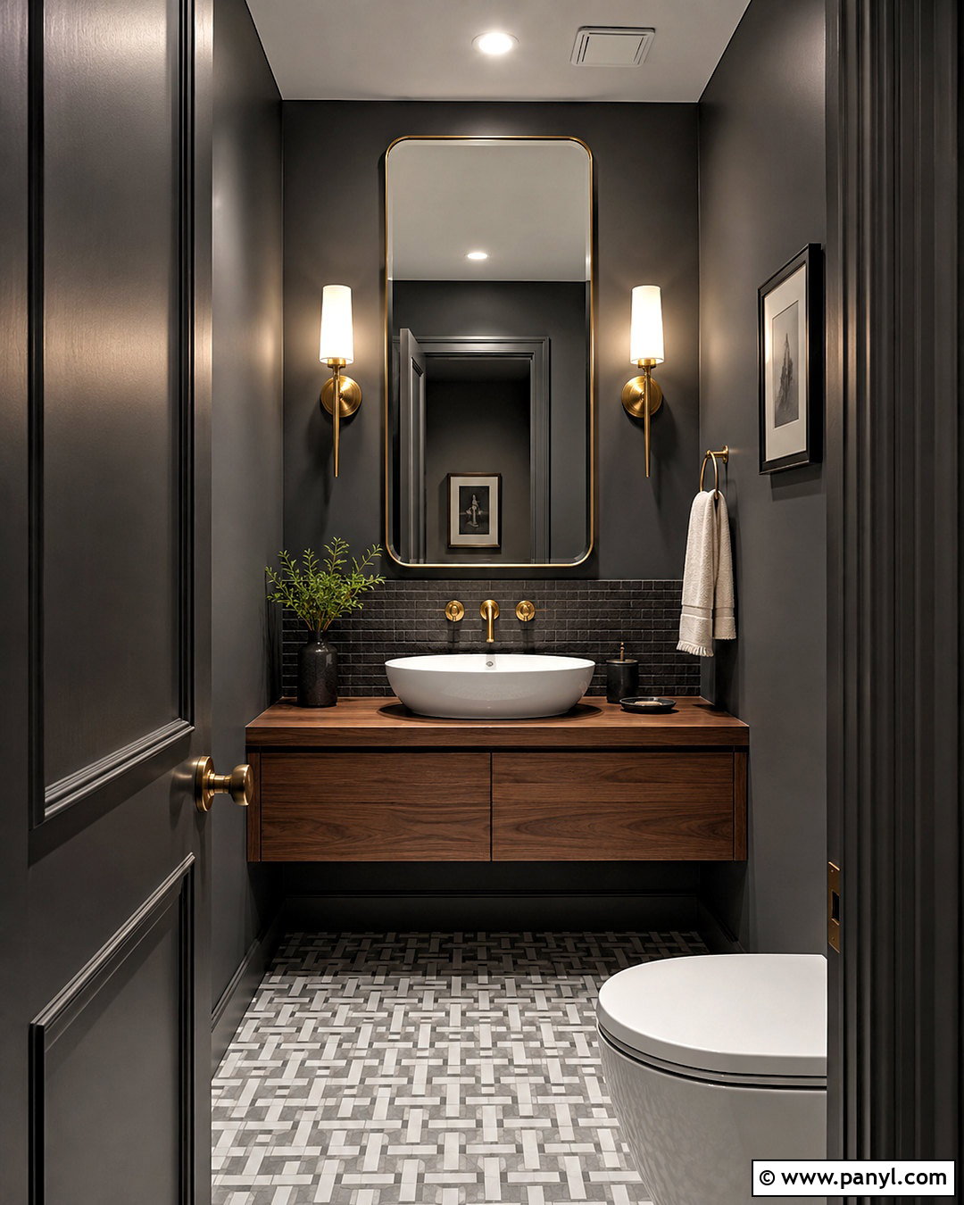 Charcoal Gray Powder Room - 20 modern gray bathroom ideas