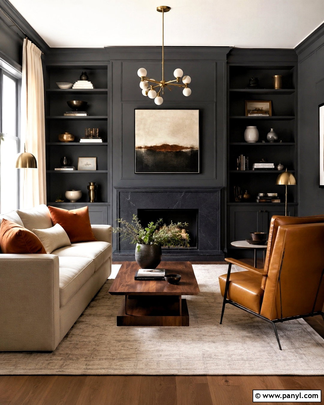 Charcoal Gray Sitting Room - 35 Sitting Room Paint Color Ideas