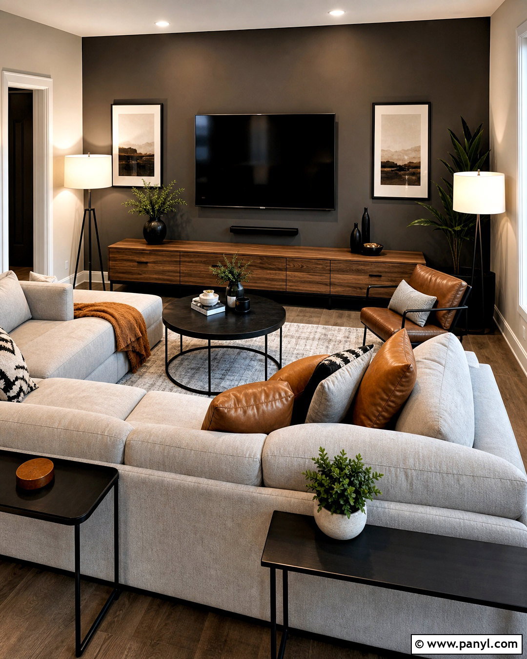 Charcoal Gray TV Accent Wall - 20 accent walls in living room ideas paint ideas