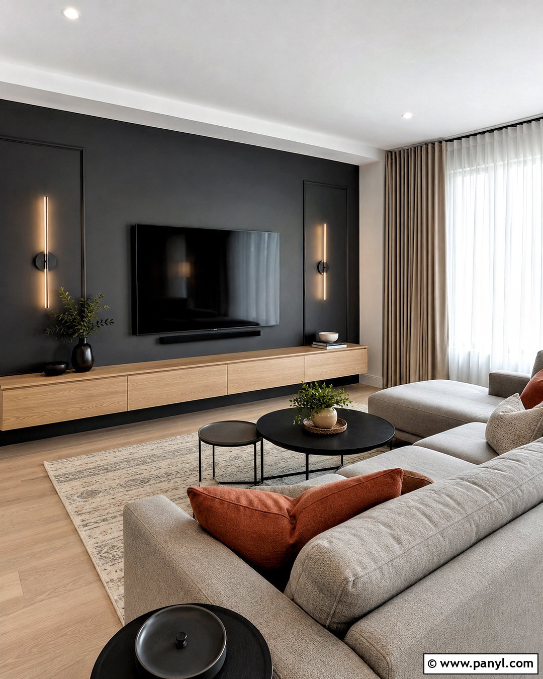 Charcoal Gray TV Wall - 20 Wall Paint For Tv Wall Ideas