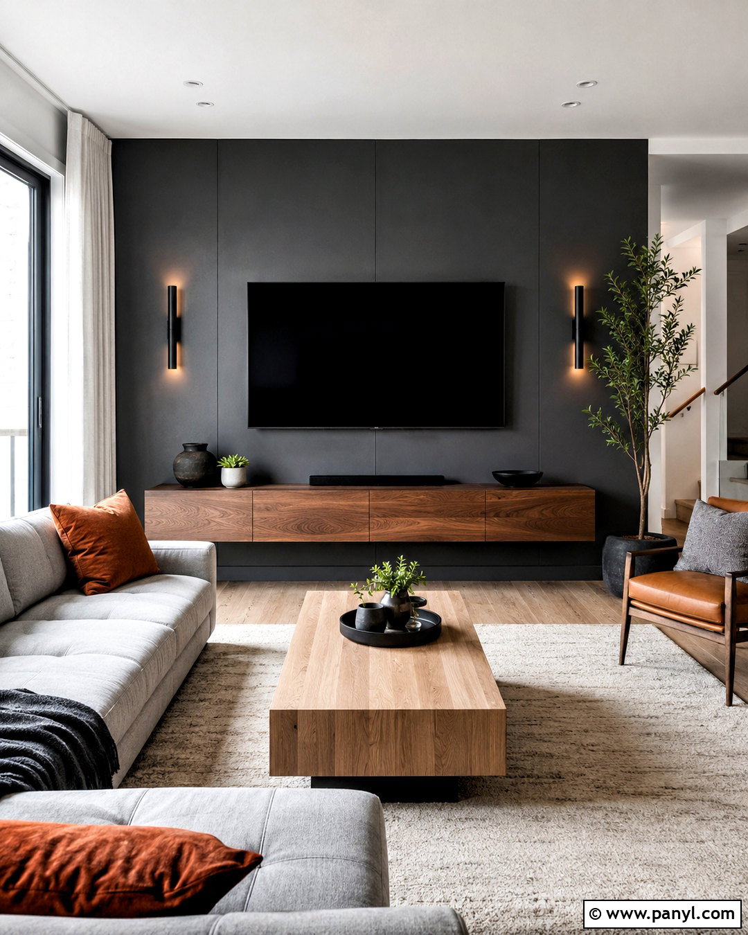 Charcoal Gray TV Wall - 35 tv wall color ideas