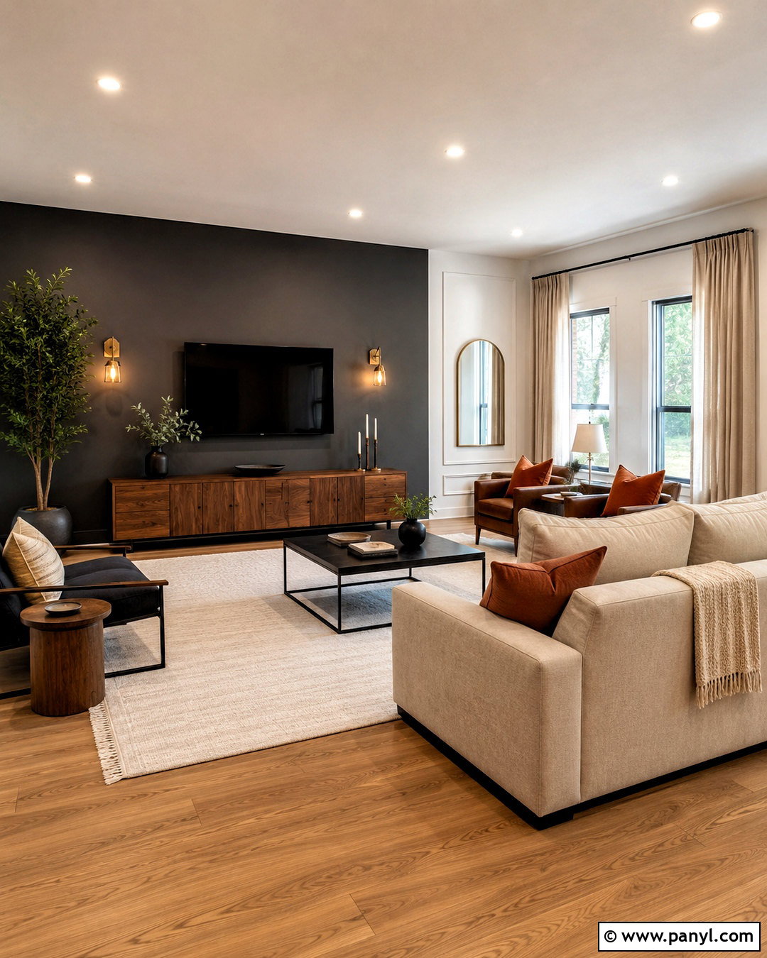 Charcoal Gray TV Wall - 20 living room tv wall paint ideas