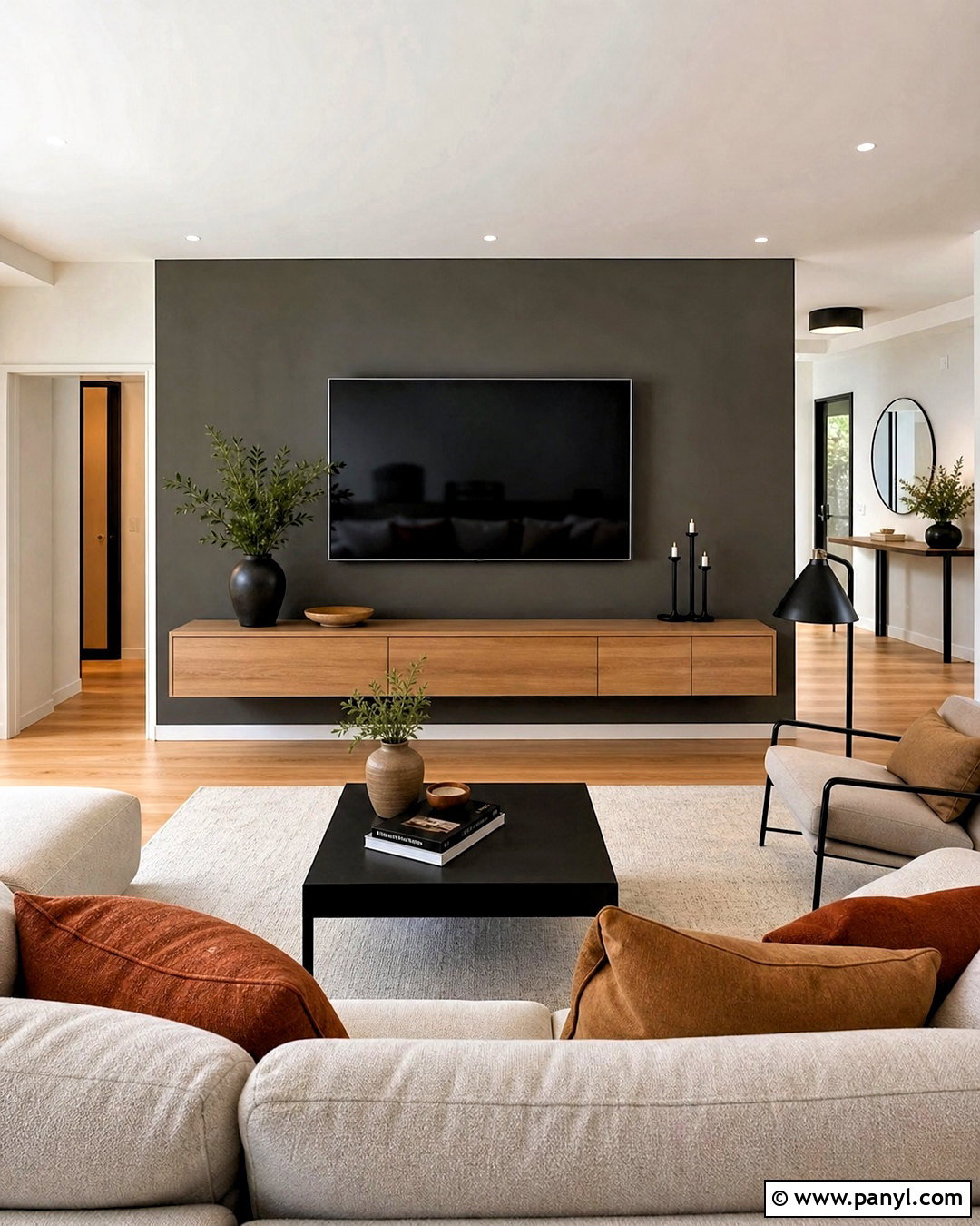 Charcoal Gray TV Wall - 20 tv wall color ideas living room ideas