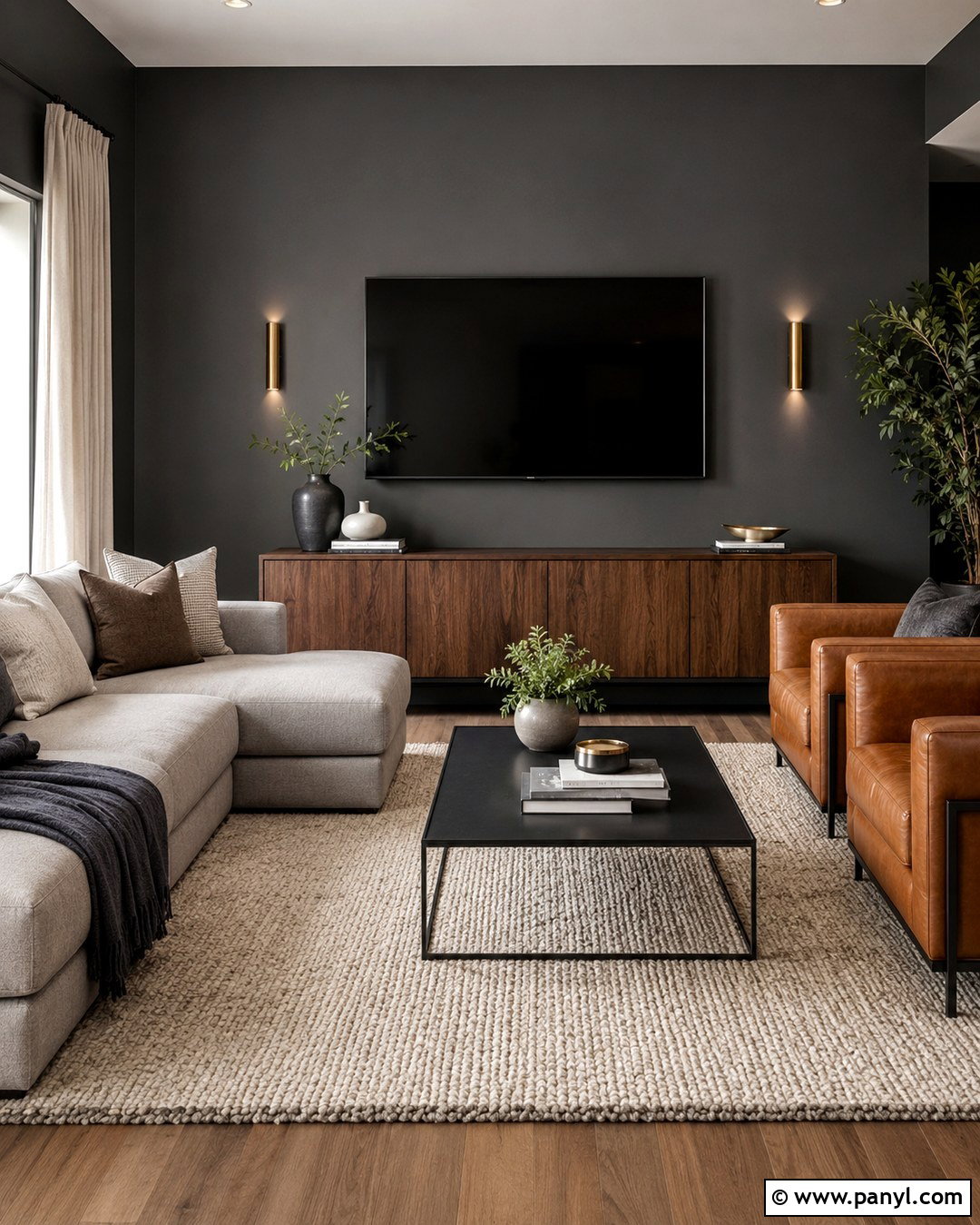 Charcoal Gray TV Wall - 20 Tv Wall Dark Paint Ideas