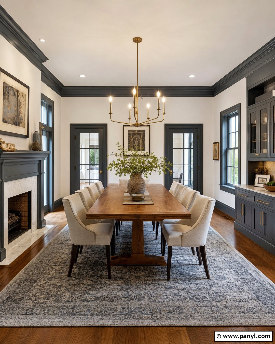 Charcoal Gray Trim With White Walls - 25 White Wall Colored Trim Ideas