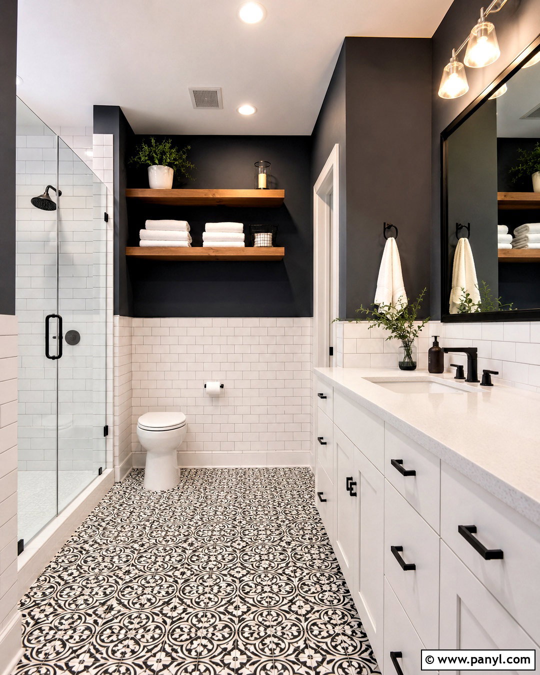 Charcoal Gray Wall Color - 20 Wall Color With Black And White Tile Ideas