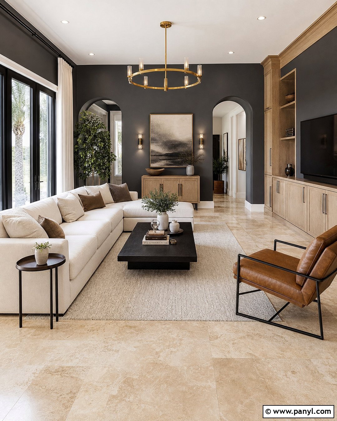 Charcoal Gray Walls With Travertine Floors - 20 Best Wall Color For Travertine Floors