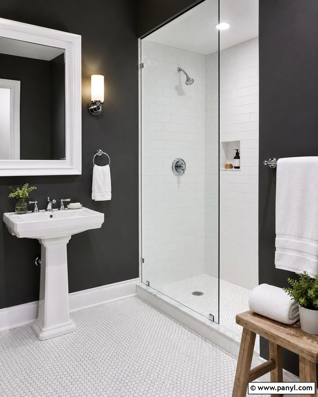 Charcoal Gray Walls With White Fixtures - 20 Small Bathroom With Gray Walls