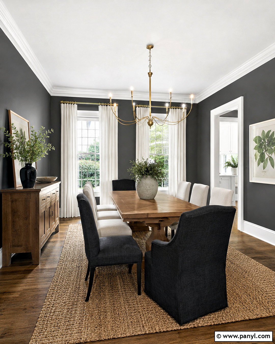 Charcoal Gray Walls With White Trim Dining Room - 20 White Trim With Gray Walls