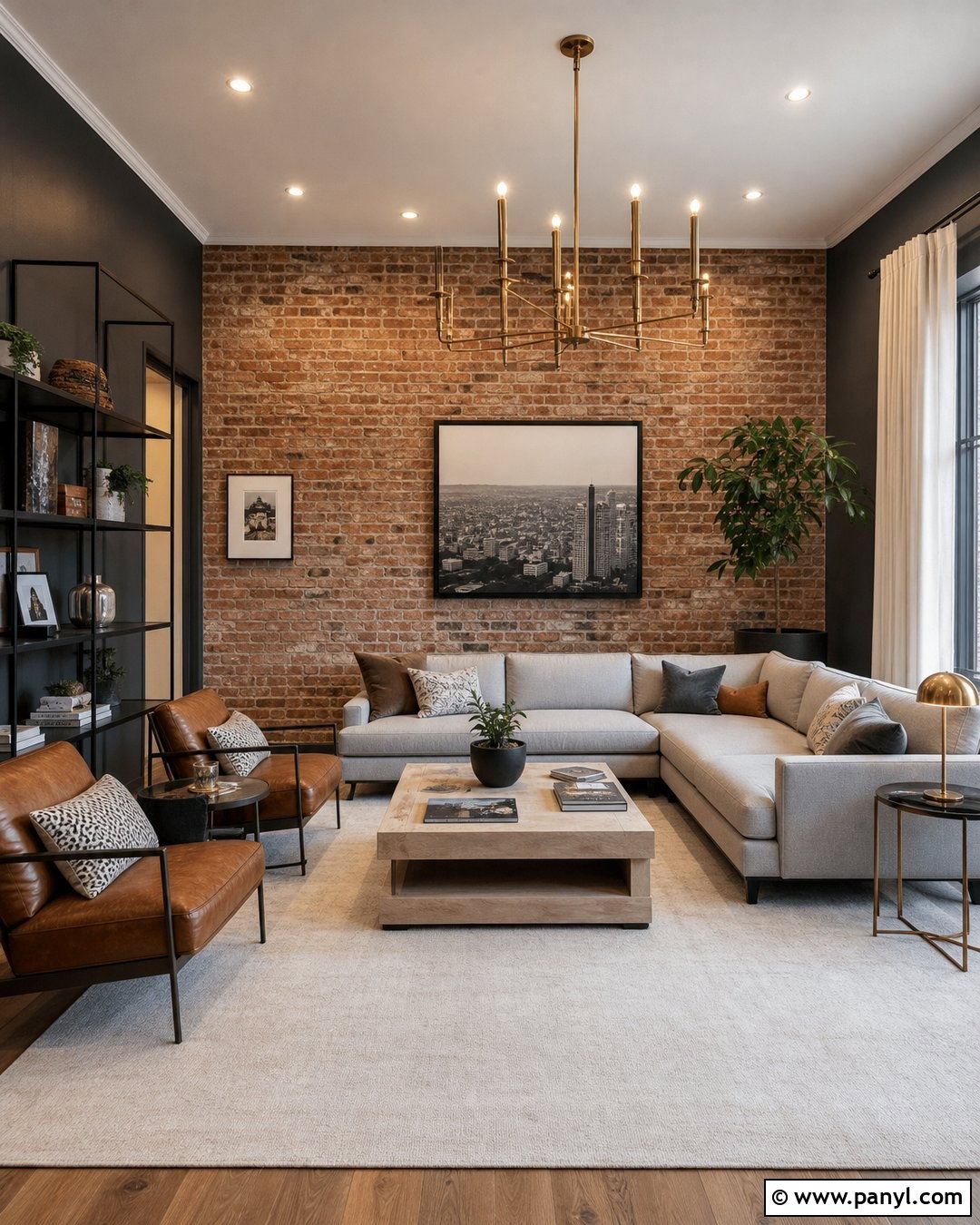 Charcoal Gray With Red Brick Wall - 20 Brick Wall Color Matching Ideas