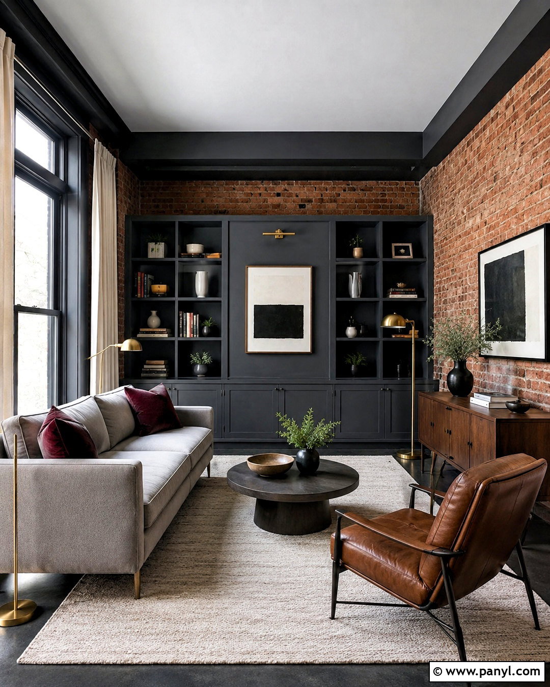 Charcoal Gray With Red Brick - 20 colors that go with brick interior ideas