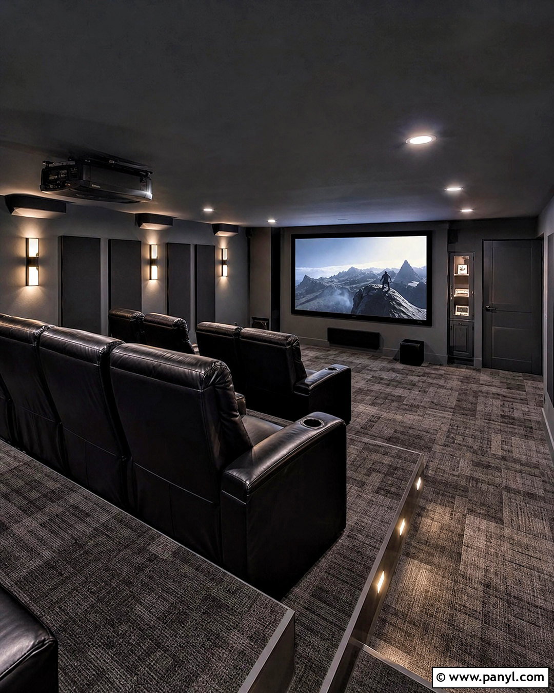 Charcoal Grey Basement Theater - 20 grey basement ideas