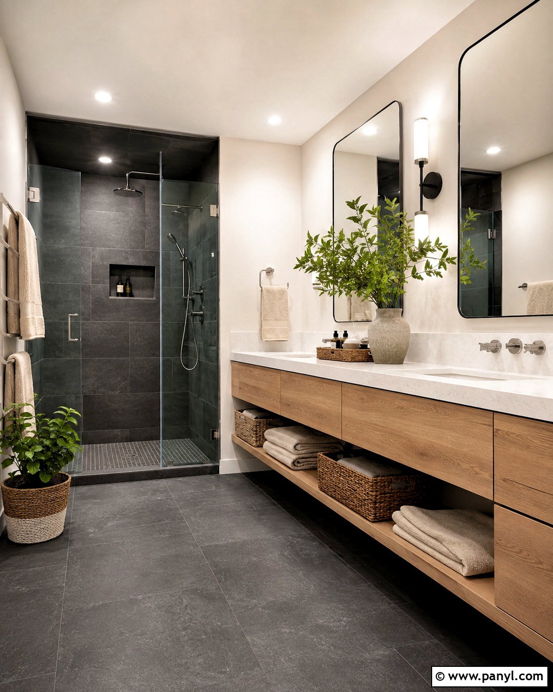 Charcoal Grey Bathroom With White Oak Vanity - 20 charcoal grey bathroom ideas