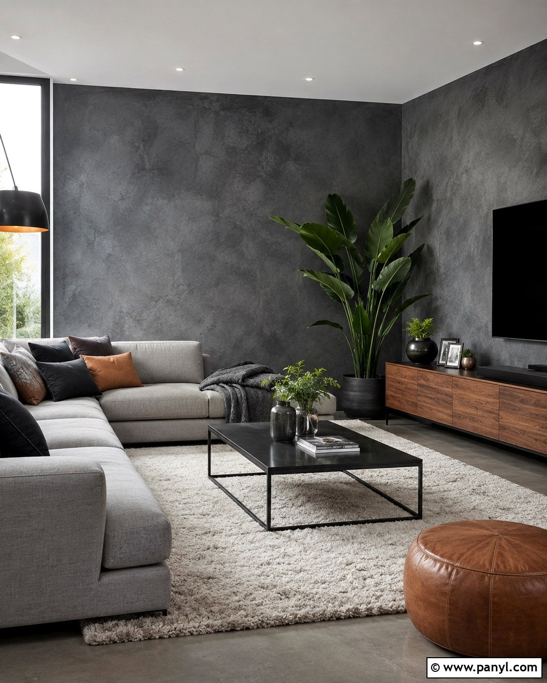 Charcoal Grey Concrete Effect Wall - 20 Charcoal Grey Feature Wall Ideas