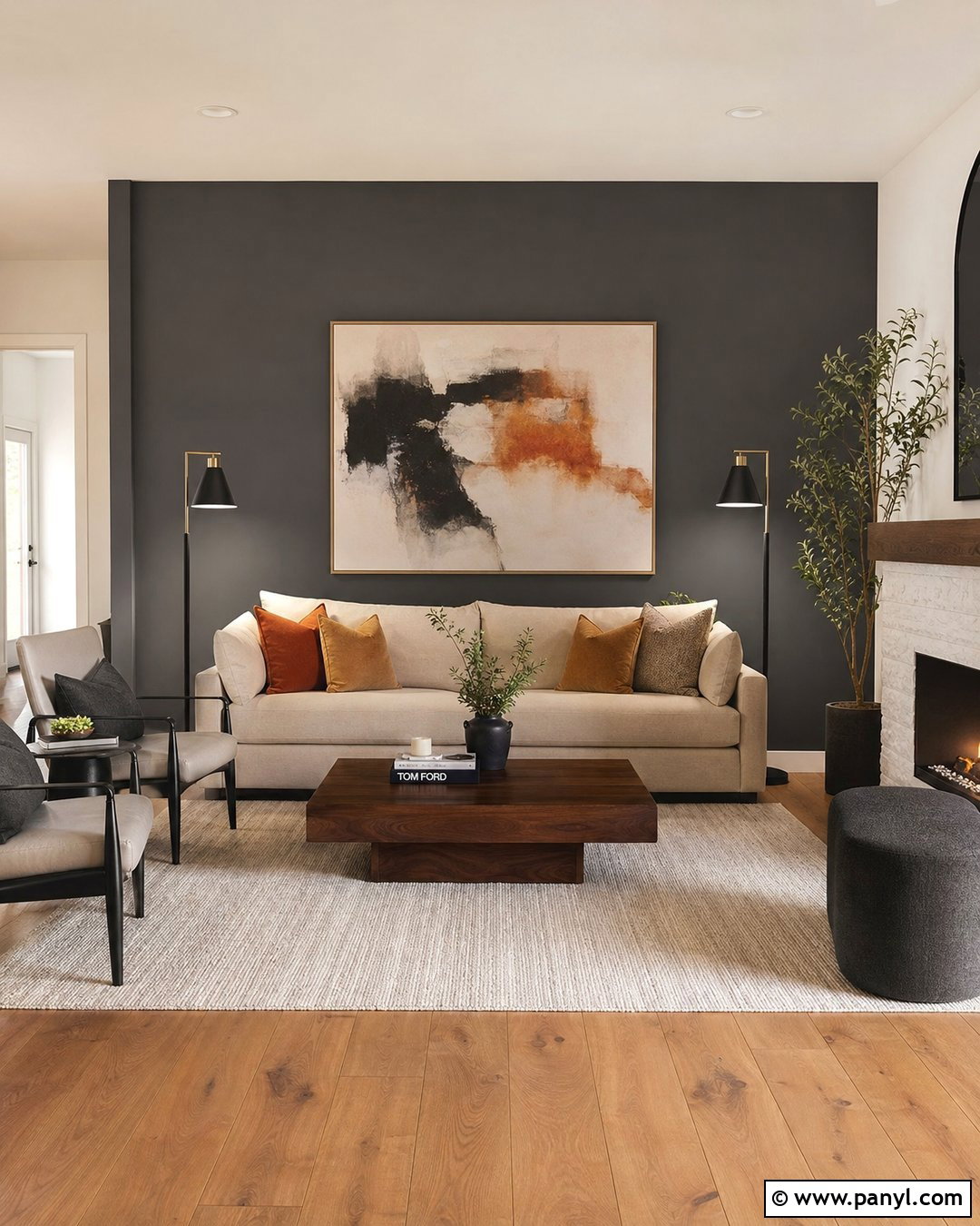 Charcoal Grey Feature Wall Living Room - 30 Grey Feature Wall Ideas