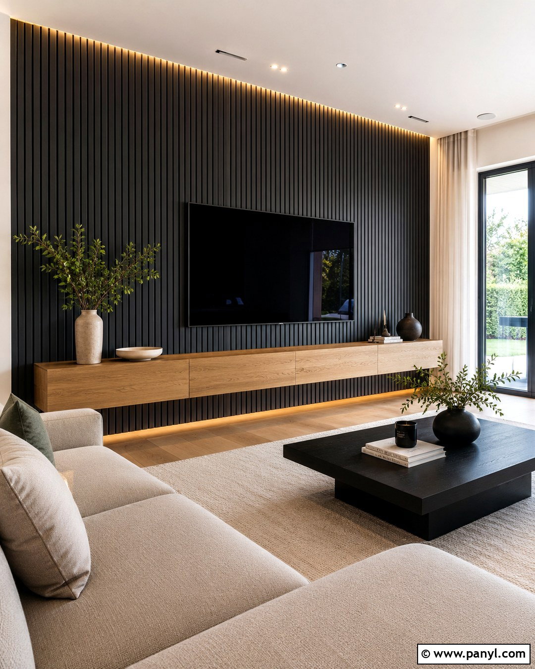 Charcoal Grey Fluted TV Wall - 20 Charcoal Grey Feature Wall Ideas
