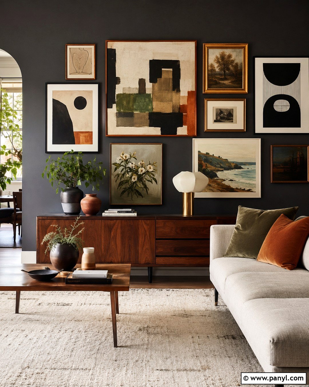 Charcoal Grey Gallery Wall - 20 Charcoal Grey Feature Wall Ideas
