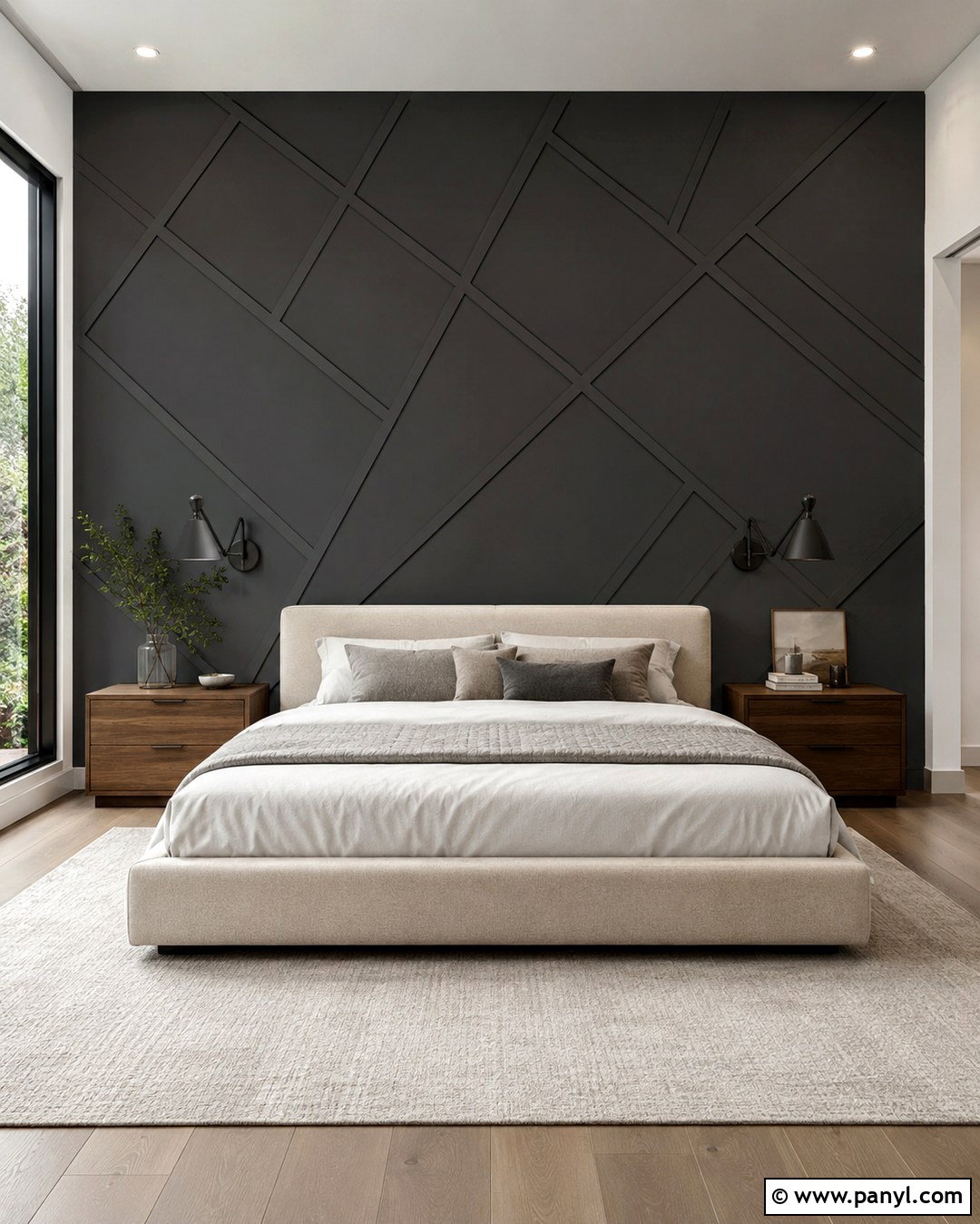Charcoal Grey Geometric Feature Wall - 20 Charcoal Grey Feature Wall Ideas