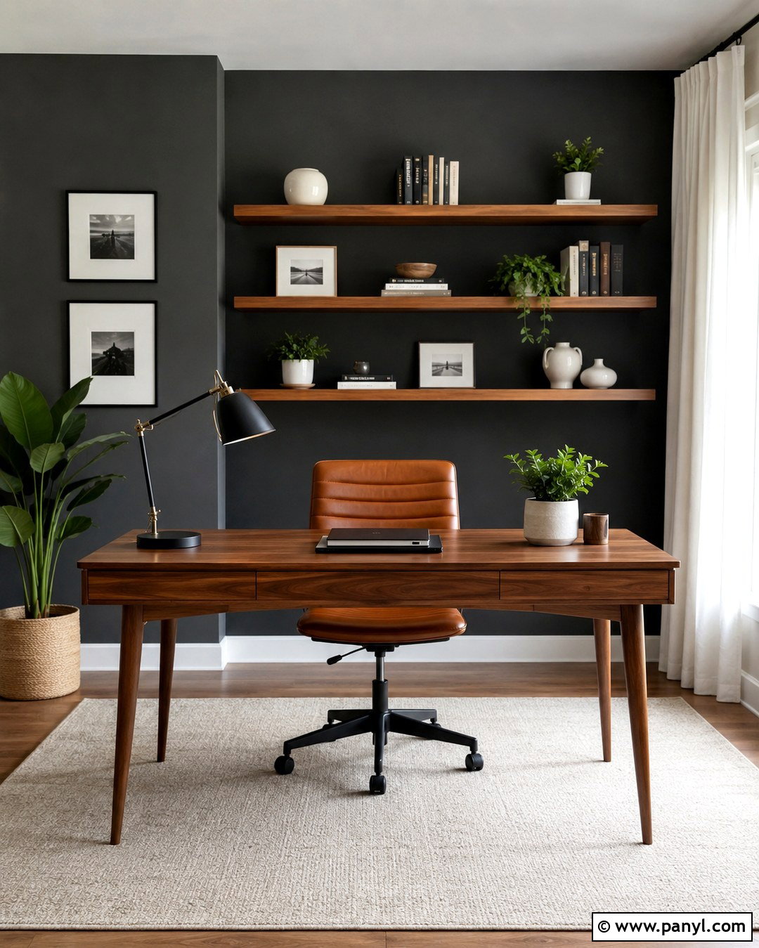Charcoal Grey Home Office Wall - 20 Charcoal Grey Feature Wall Ideas