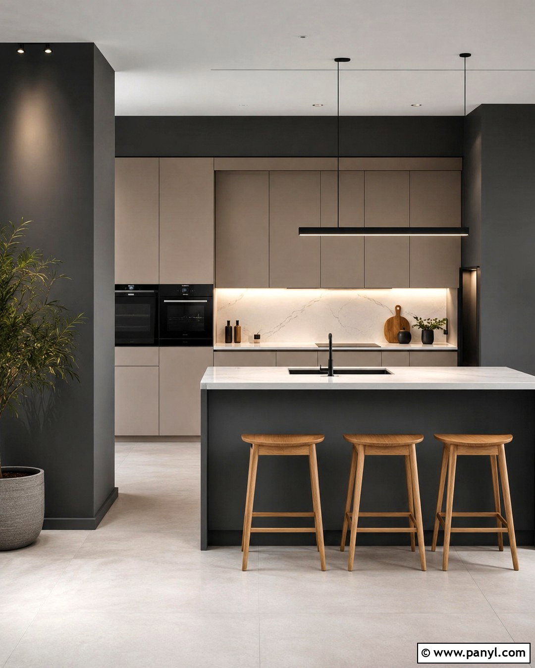 Charcoal Grey Kitchen Walls With Modern Cabinets - 20 Charcoal Grey Kitchen Walls