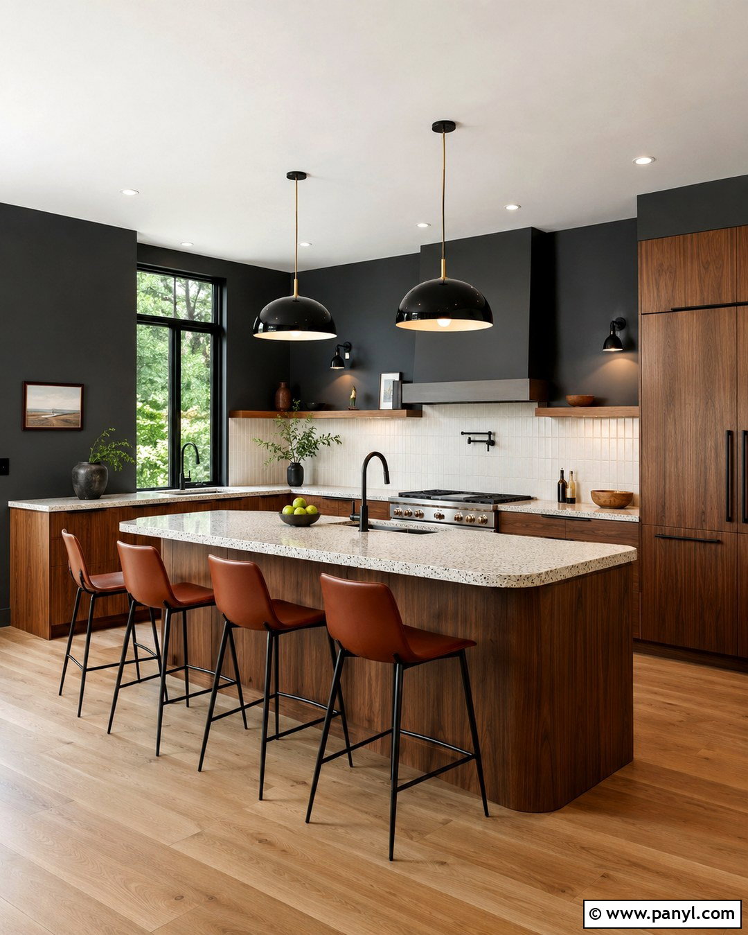 Charcoal Grey Kitchen Walls With Walnut Cabinets - 20 Charcoal Grey Kitchen Walls