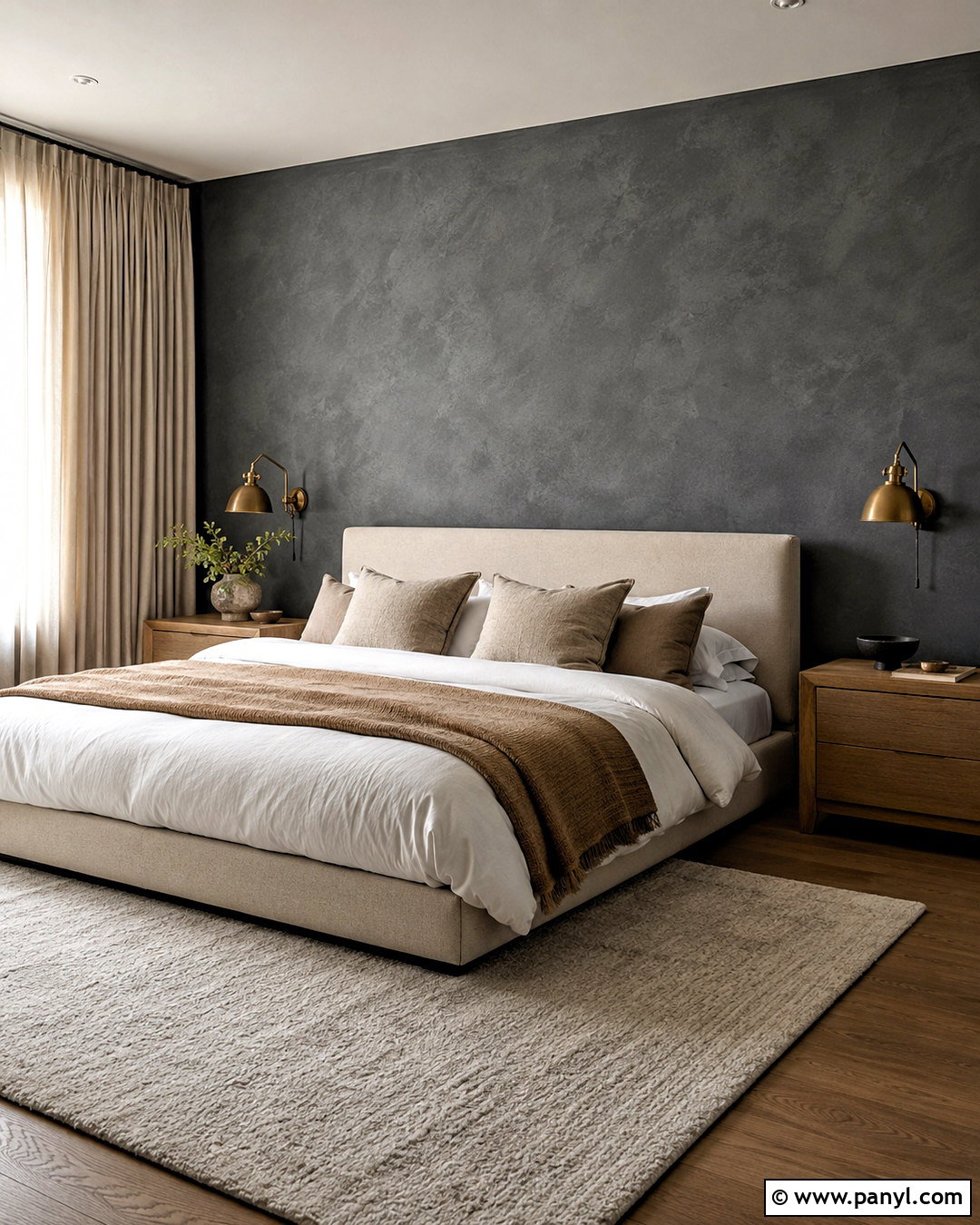 Charcoal Grey Limewash Bedroom - 40 Grey Limewash Walls