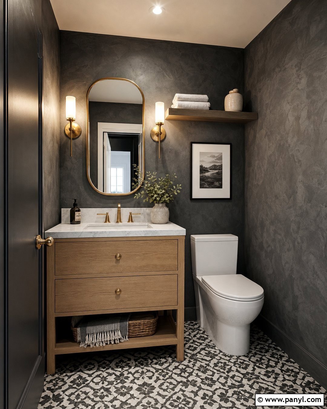 Charcoal Grey Limewash Powder Room - 25 Limewash Grey Wall Ideas