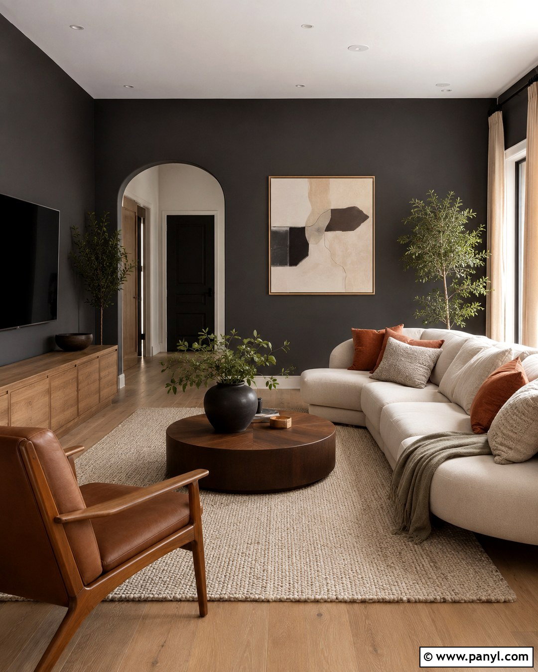 Charcoal Grey Living Room With Cream Sofa - 20 Charcoal Grey Wall Color Ideas