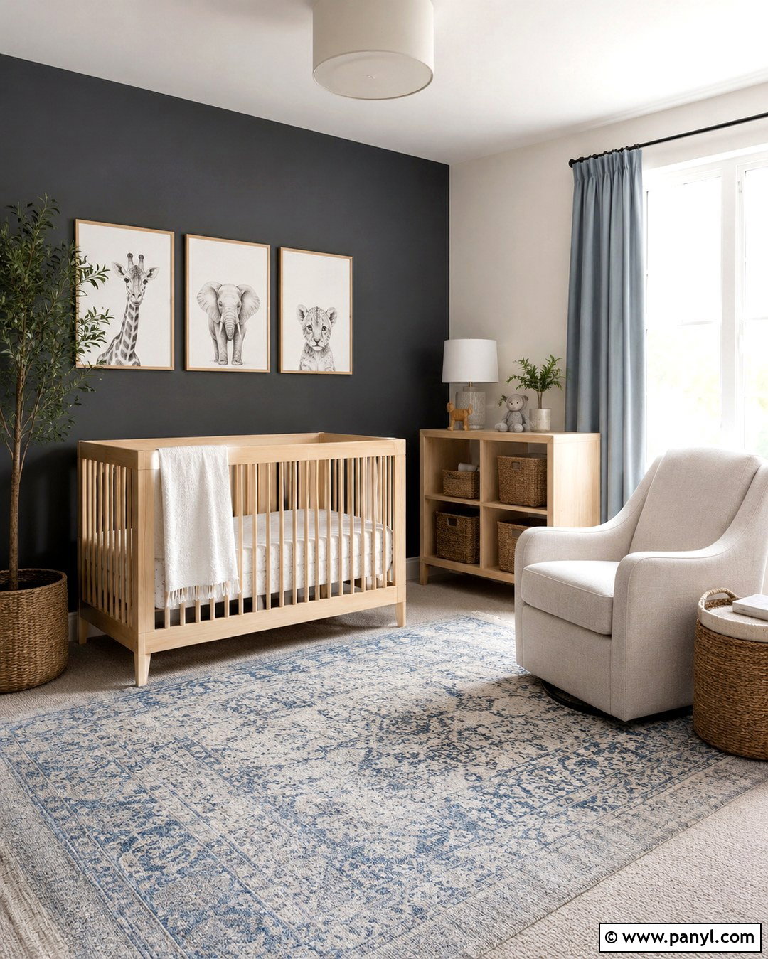 Charcoal Grey Nursery With Soft Blue - 20 Charcoal Grey Wall Color Ideas