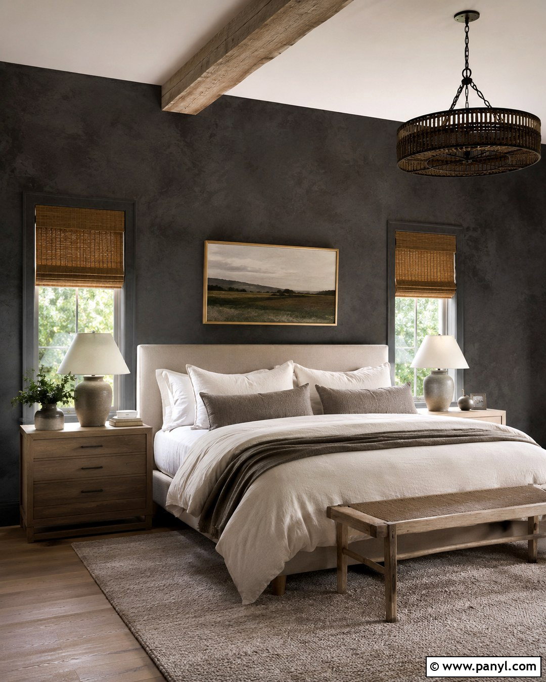 Charcoal Grey Textured Wall With Linen - 20 Charcoal Grey Wall Color Ideas
