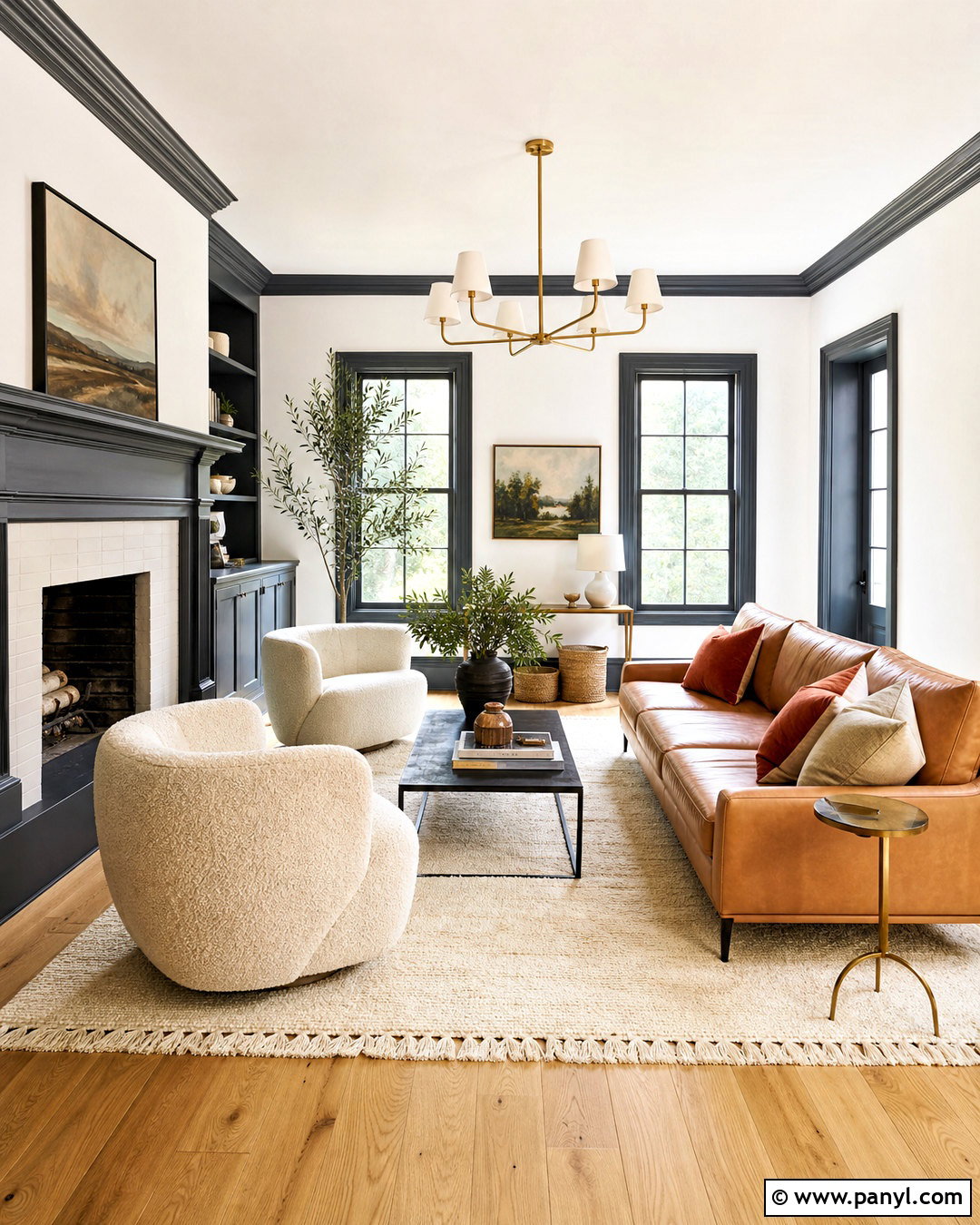 Charcoal Grey Trim Living Room - 20 grey trimming white walls