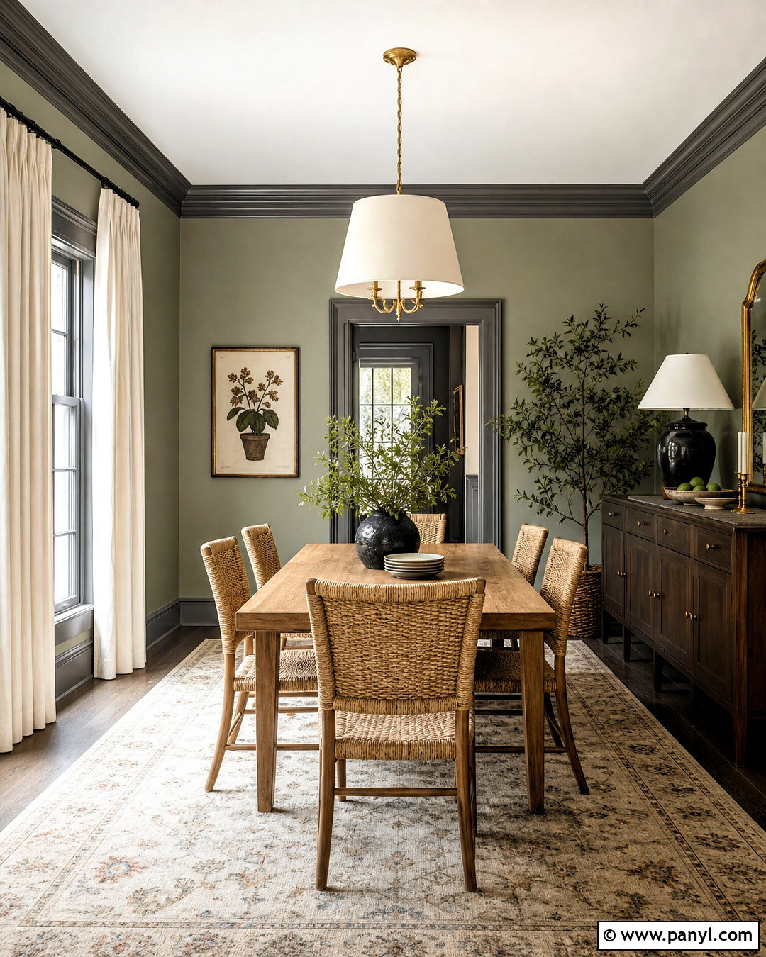 Charcoal Grey Trim With Sage Green Walls - 20 grey trim interior ideas