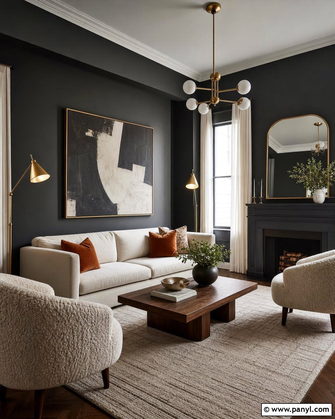 Charcoal Grey Wall Living Room - 35 Grey Wall Room Ideas