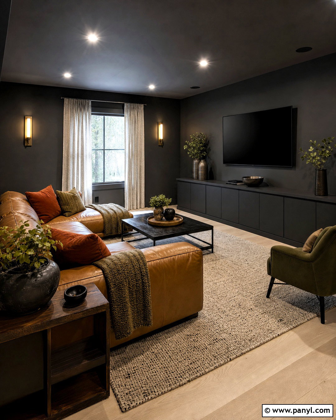 Charcoal Grey Wall Media Room - 20 grey wall design ideas