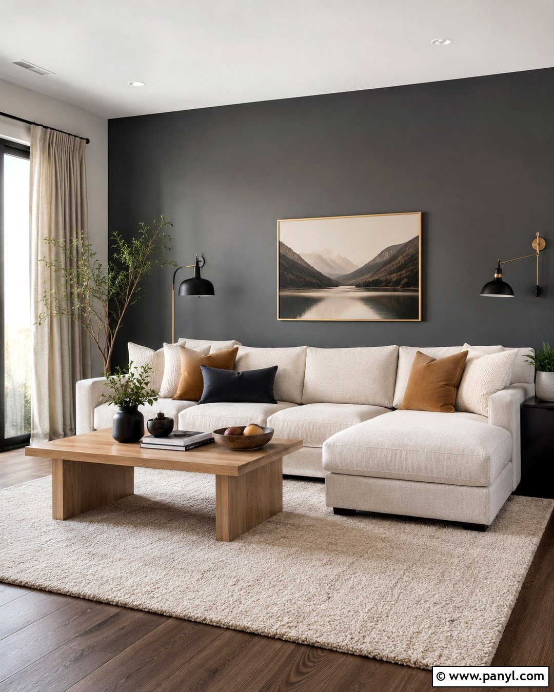 Charcoal Grey Wall With Cream Furniture - 20 Charcoal Grey Feature Wall Ideas