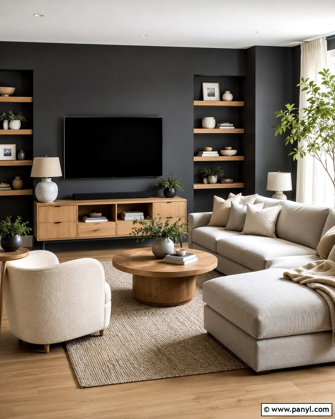Charcoal Grey Wall With Light Oak - 20 Charcoal Grey Wall Color Ideas
