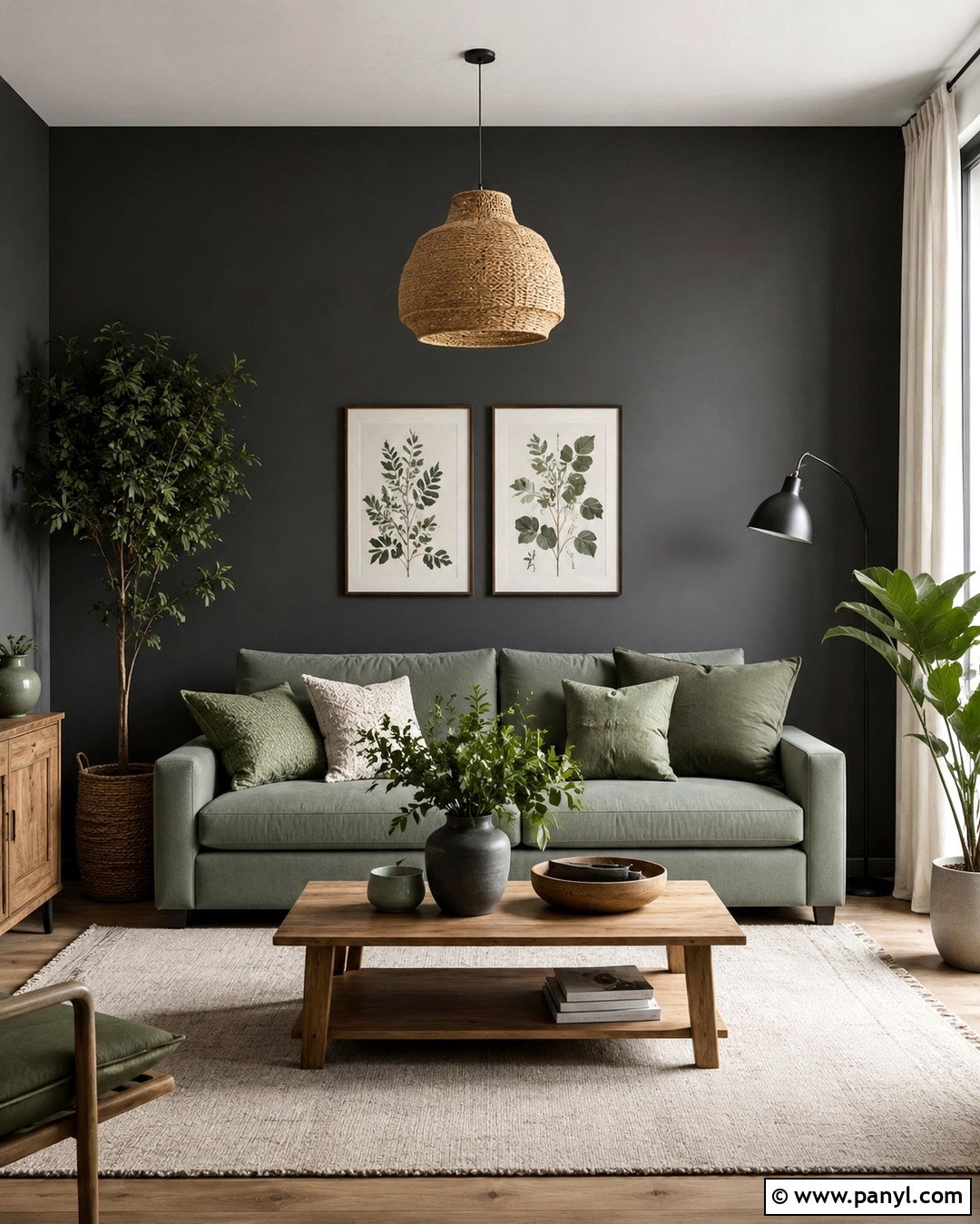 Charcoal Grey Wall With Sage Green - 20 Charcoal Grey Wall Color Ideas