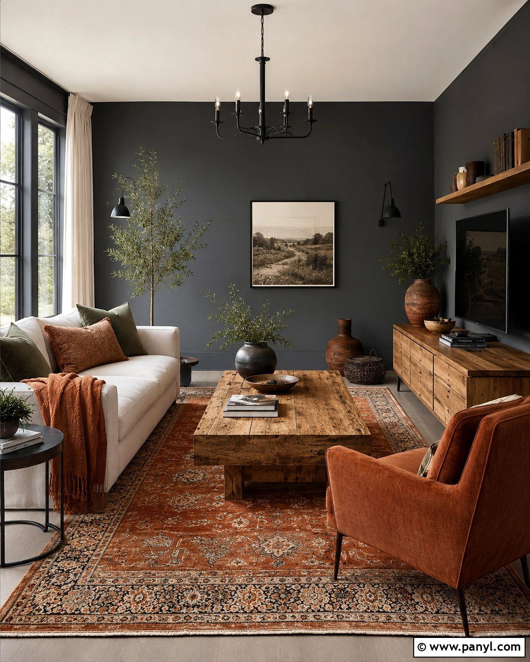Charcoal Grey Wall With Terracotta - 20 Charcoal Grey Wall Color Ideas