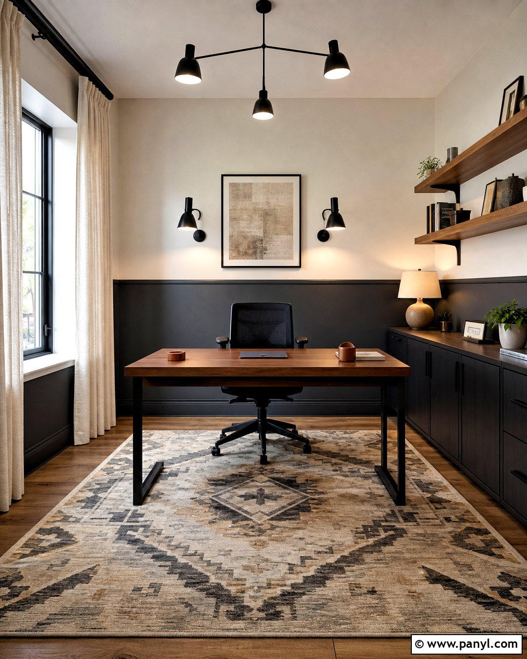 Charcoal Half Wall Home Office - 20 painting half wall ideas