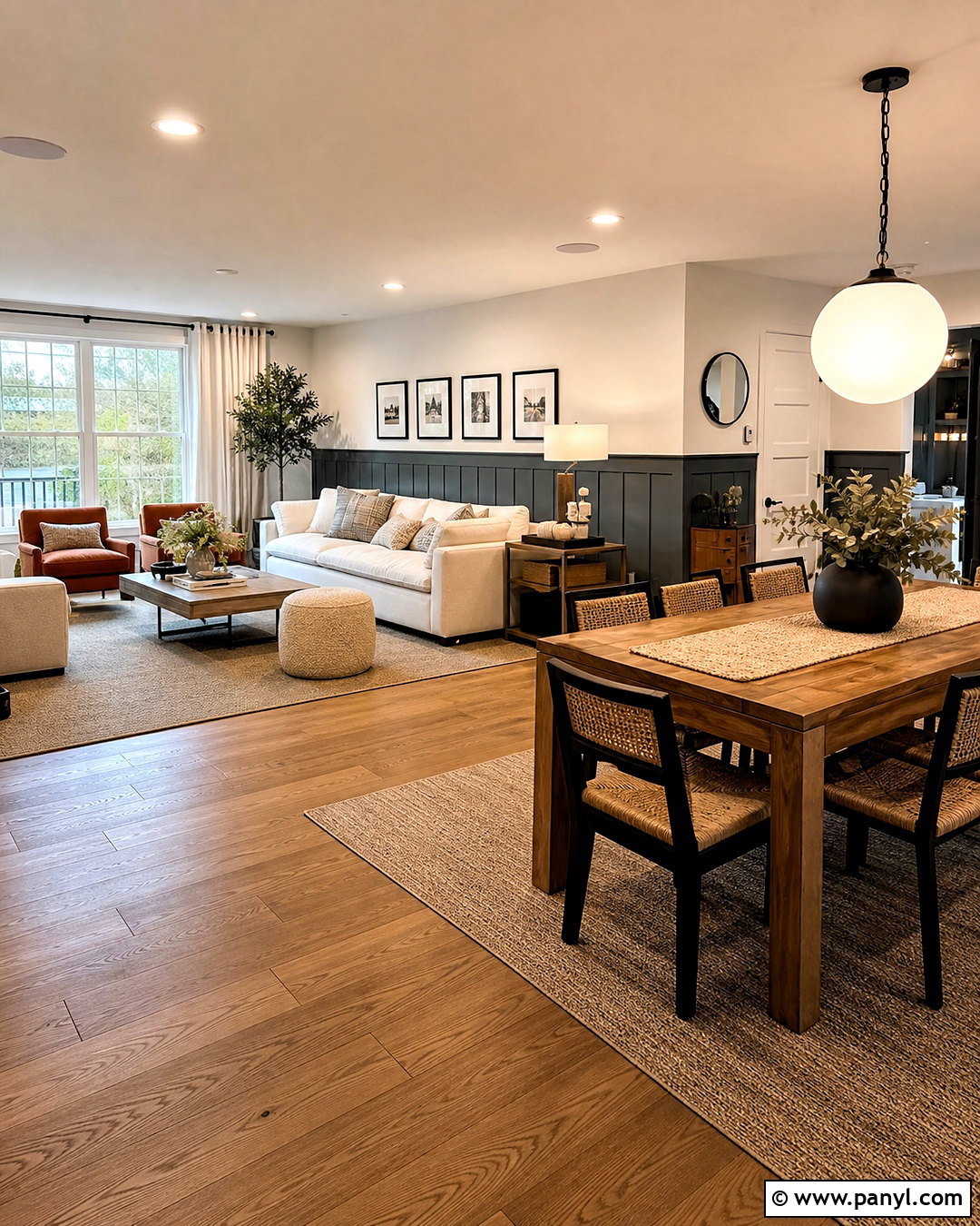 Charcoal Half Wall Paneling With Warm White Walls - 20 half paneled walls