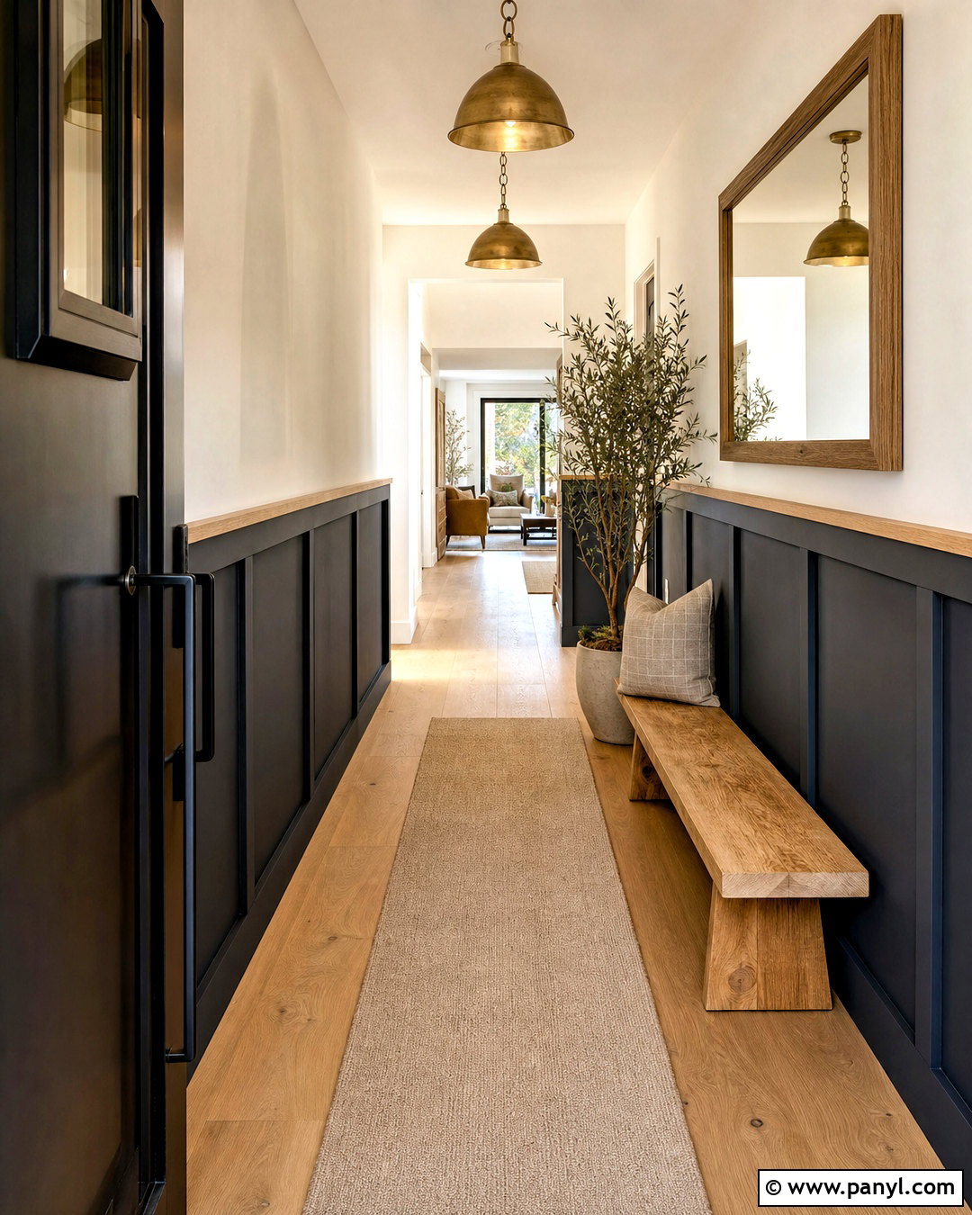 Charcoal Hallway Paneling With Wood Trim - 20 half wall paneling ideas hallways