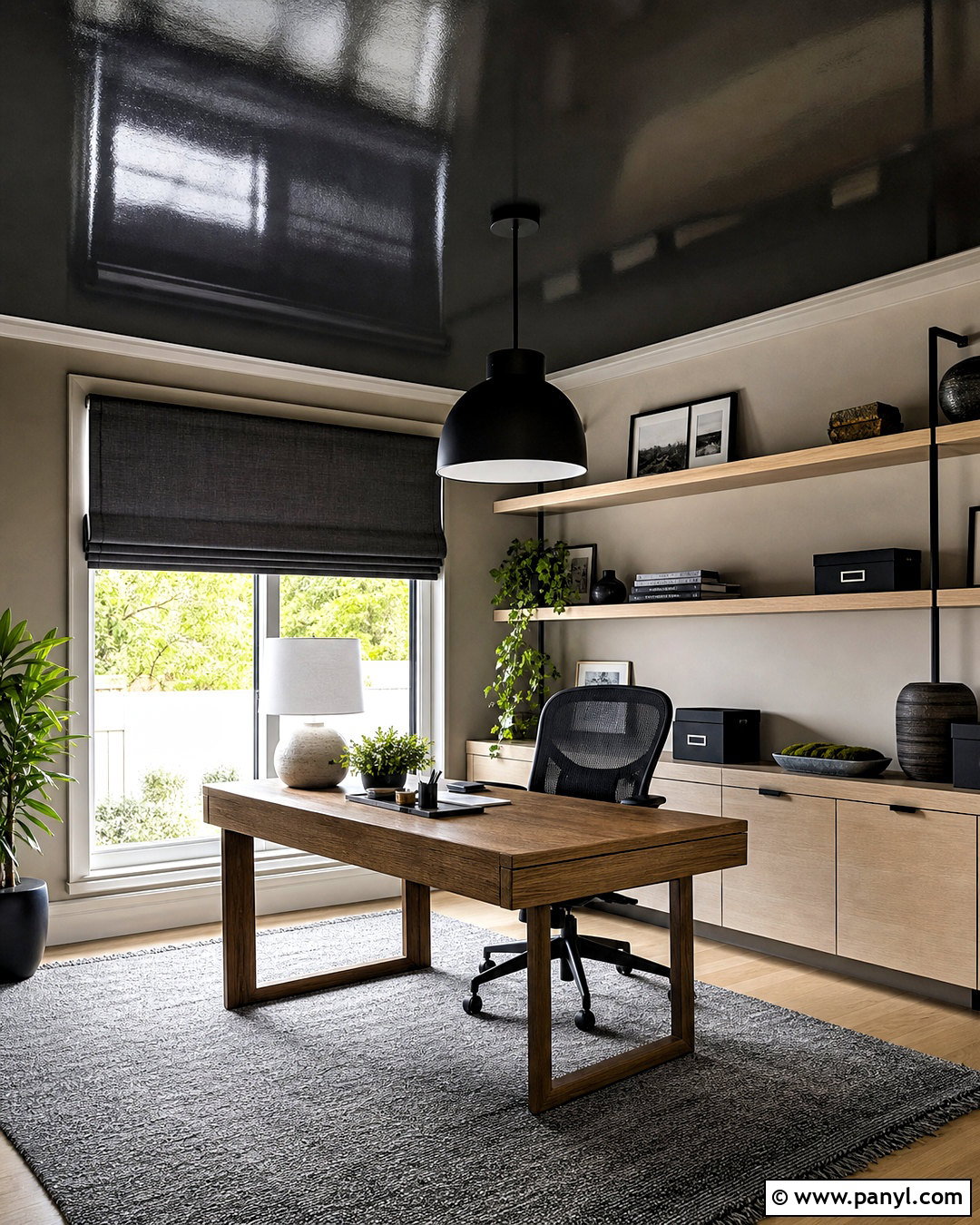 Charcoal High Gloss Home Office Ceiling - 20 high gloss ceiling ideas
