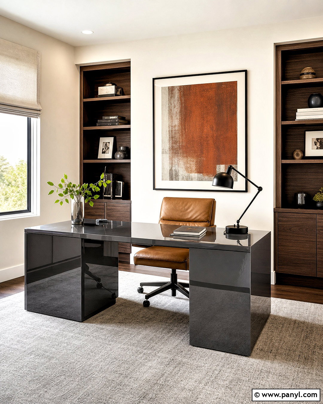 Charcoal High Gloss Home Office Desk - 20 high gloss furniture ideas