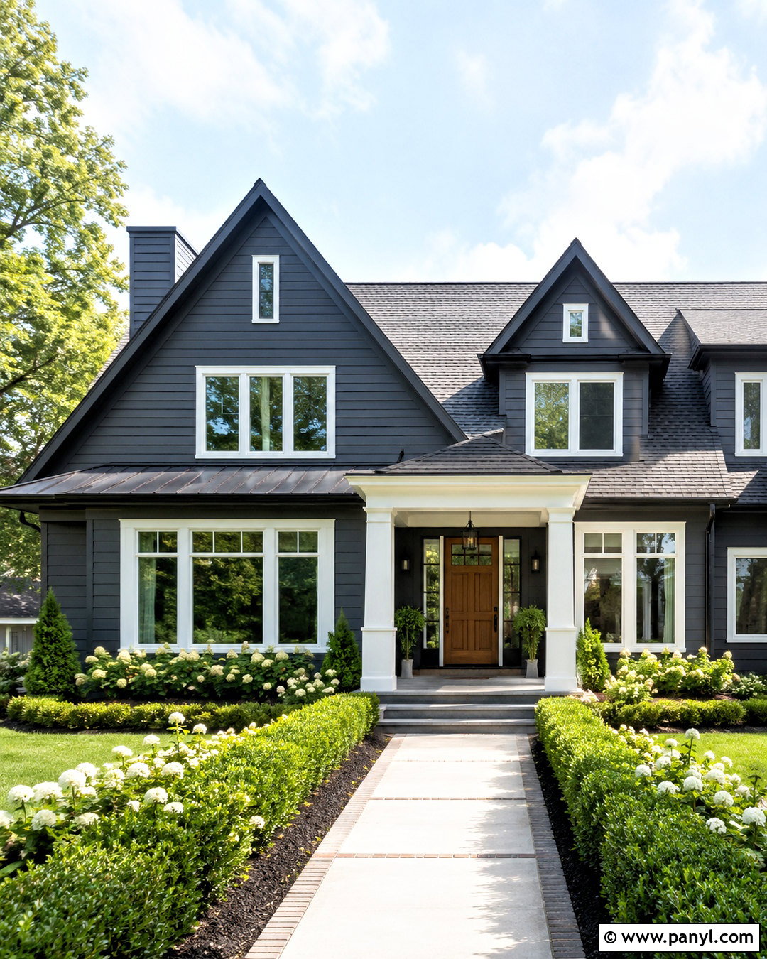 Charcoal House With White Trim - 20 outside house colour ideas