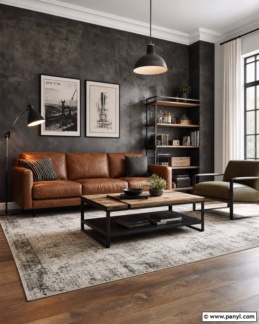 Charcoal Industrial Accent Wall - 30 charcoal accent wall ideas