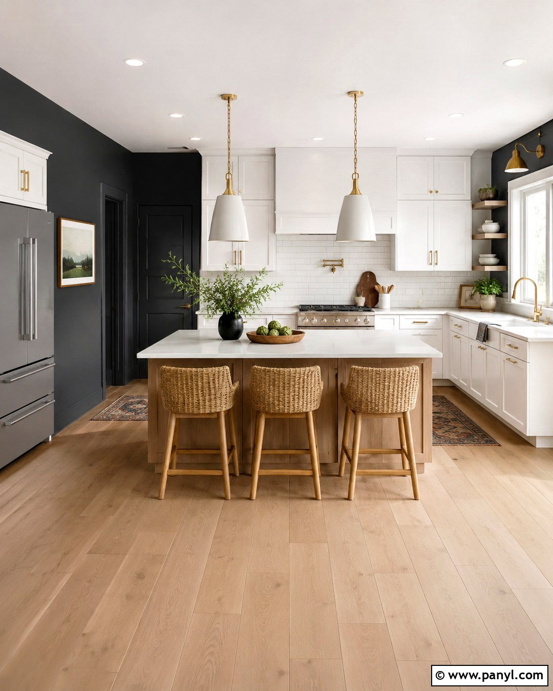 Charcoal Kitchen Wall With White Cabinets - 20 dark wall in kitchen ideas