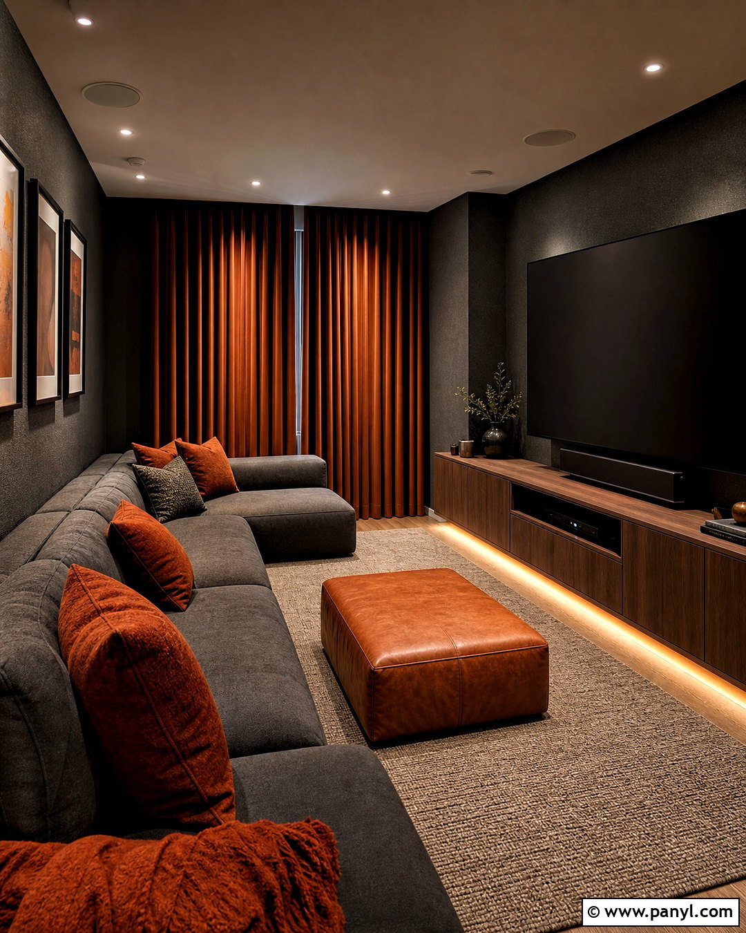 Charcoal Knockdown Texture Media Room - 20 knockdown texture walls