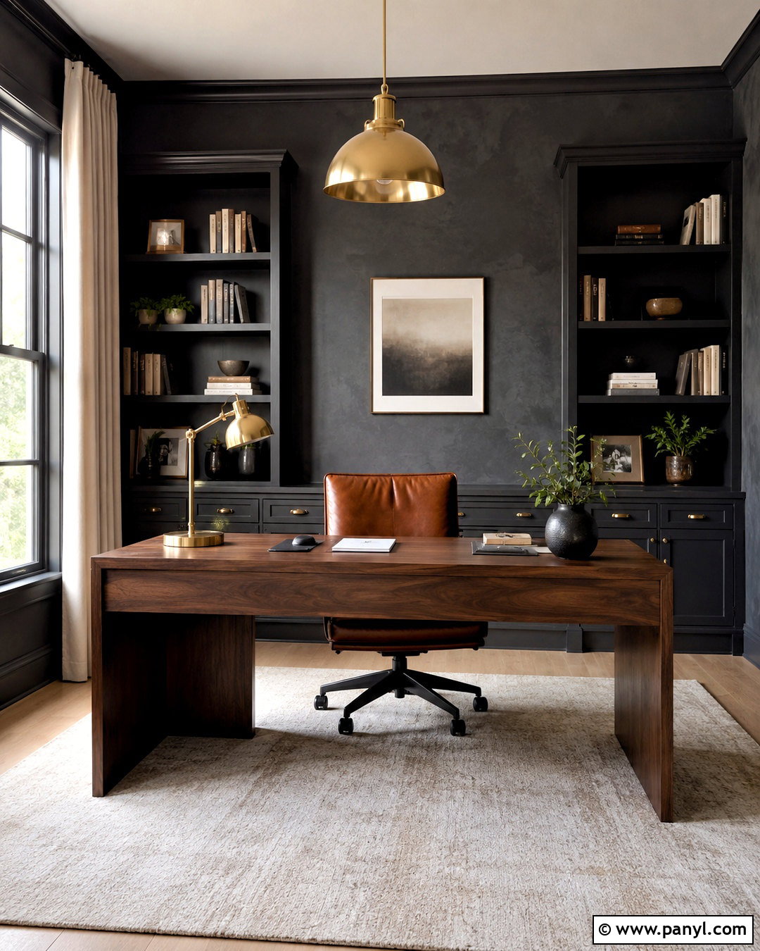 Charcoal Lime Plaster Home Office - 20 lime plaster walls
